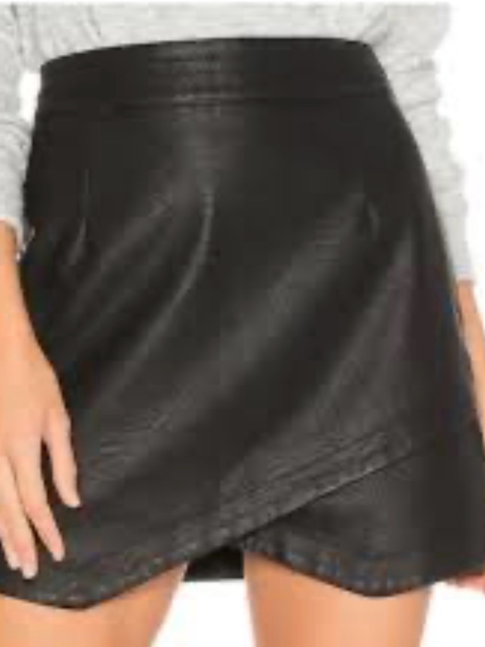 BB Dakota Black Faux Leather Asymmetrical Mini Skirt